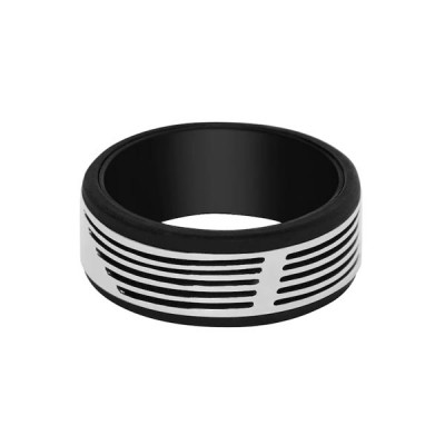 Black Silver Textured Burren Finger Ring