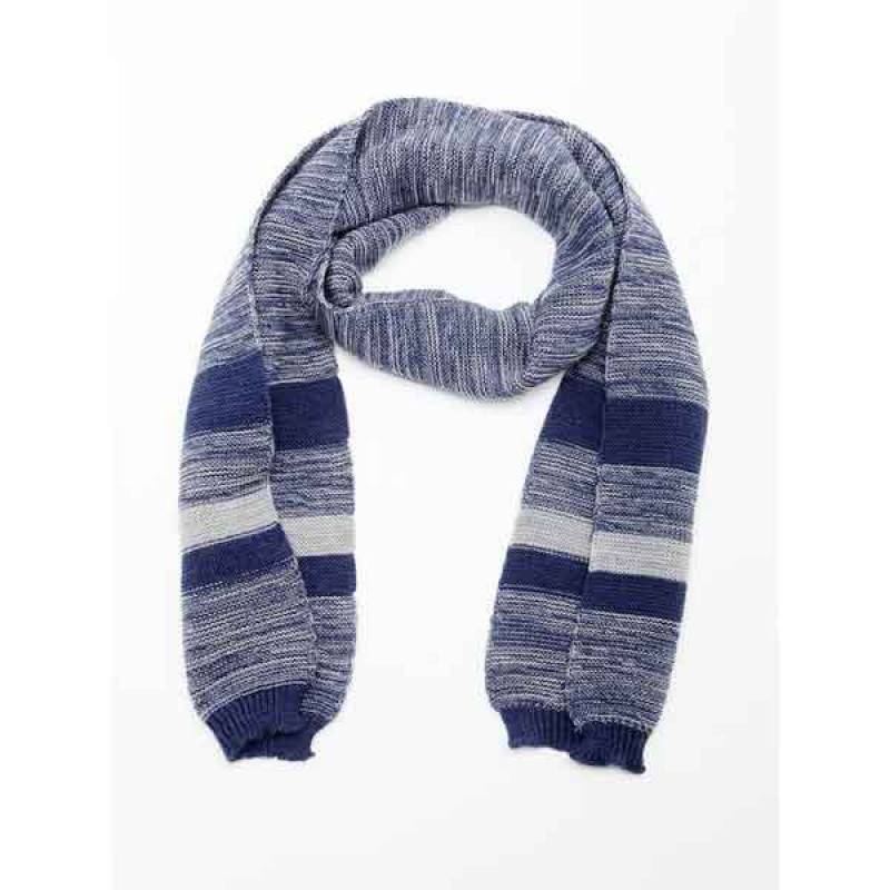 Blue & Grey Beanie cap with Muffler Set